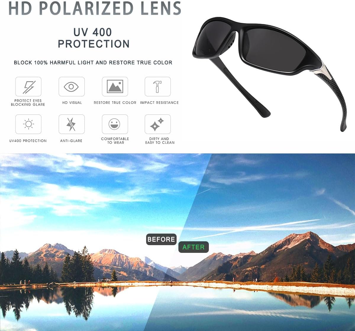 Thumbnail 2 de D Lolylad Polarised Sports Sunglasses UV400 – Ultra-light Unisex Eyewear for Cycling, Golf, Running & Driving