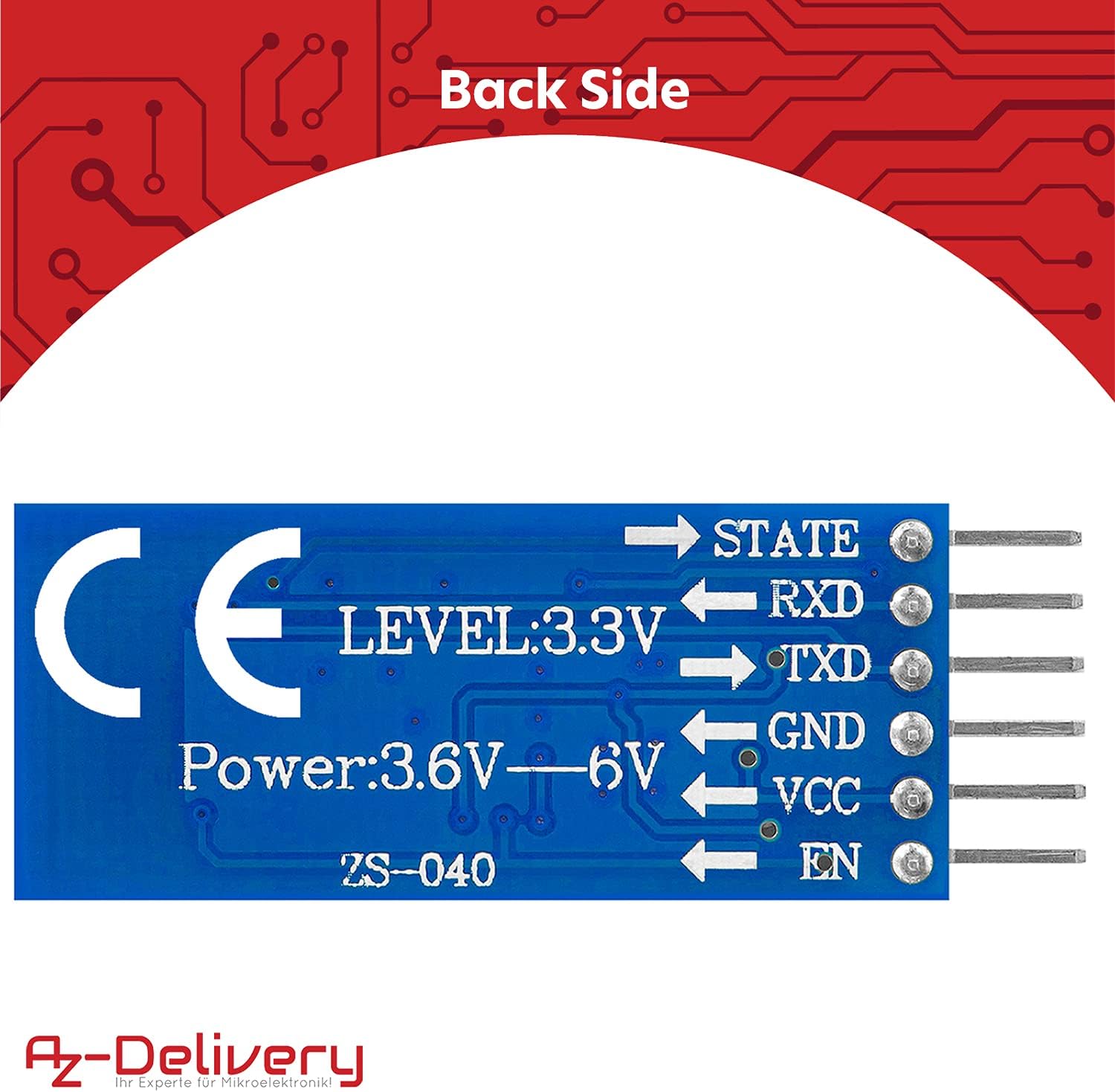 Thumbnail 2 de AZDelivery lot de 5 modules Bluetooth HC-05 / HC-06 (émetteur-récepteur) avec LED d’état, mode AT et E-Book