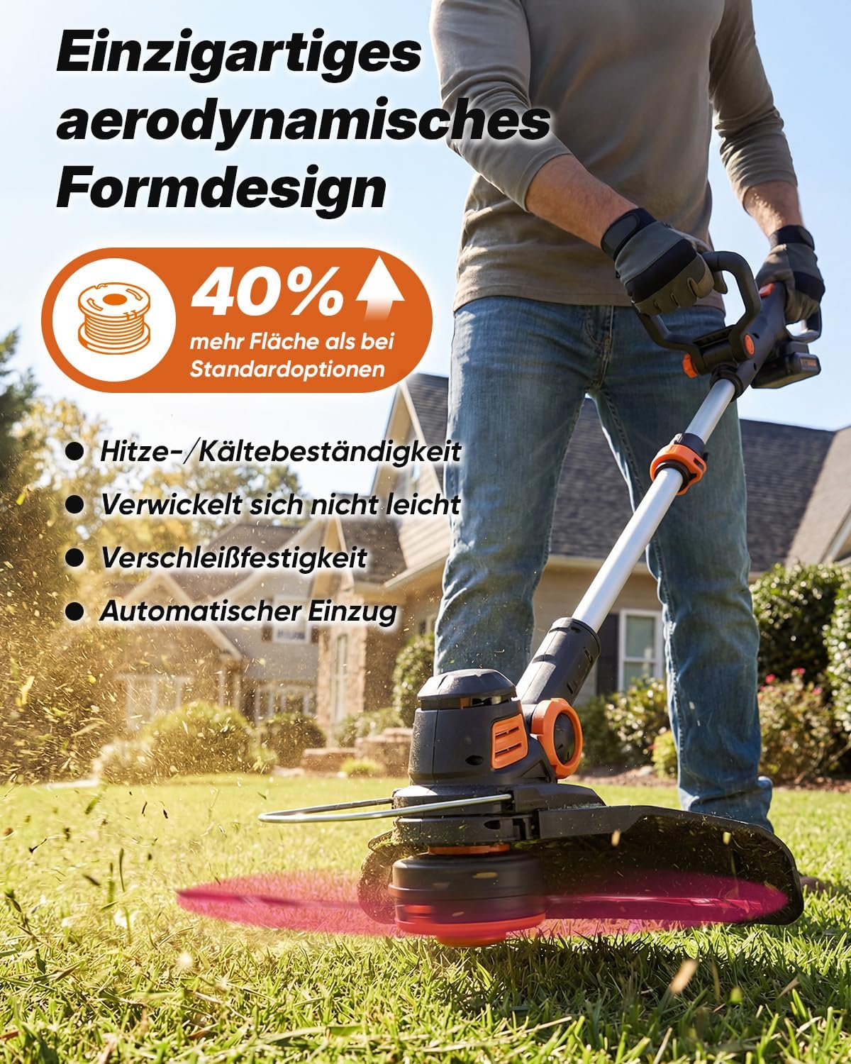Detalle de Eventronic Ersatzspule-Set 16 Spulen + 4 Abdeckkappen – Kompatibel mit Worx Rasentrimmer (1,65 mm Durchmesser)