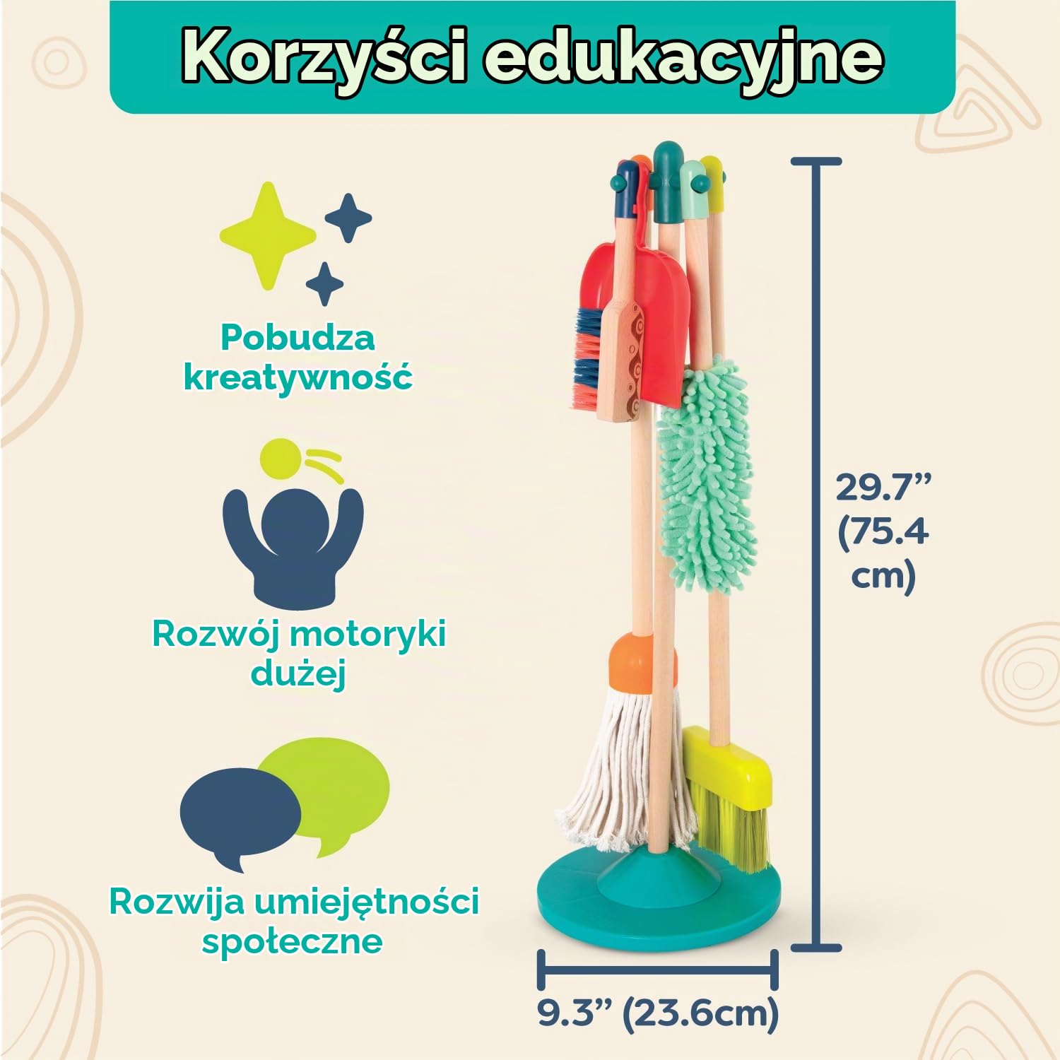 Detalle de B. Toys Clean 'n' Play – drewniany zestaw do zabawy w sprzątanie