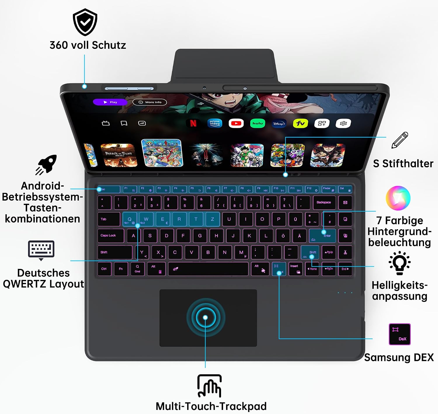 Detalle 1 de Galaxy Tab Ultra 14,6 Zoll Folio Hülle mit Tastatur