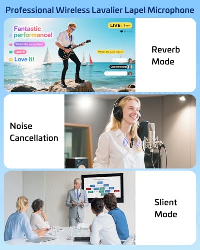 Detalle de HONGJIEYUAN Pink Wireless Lavalier Microphone for iPhone & Android