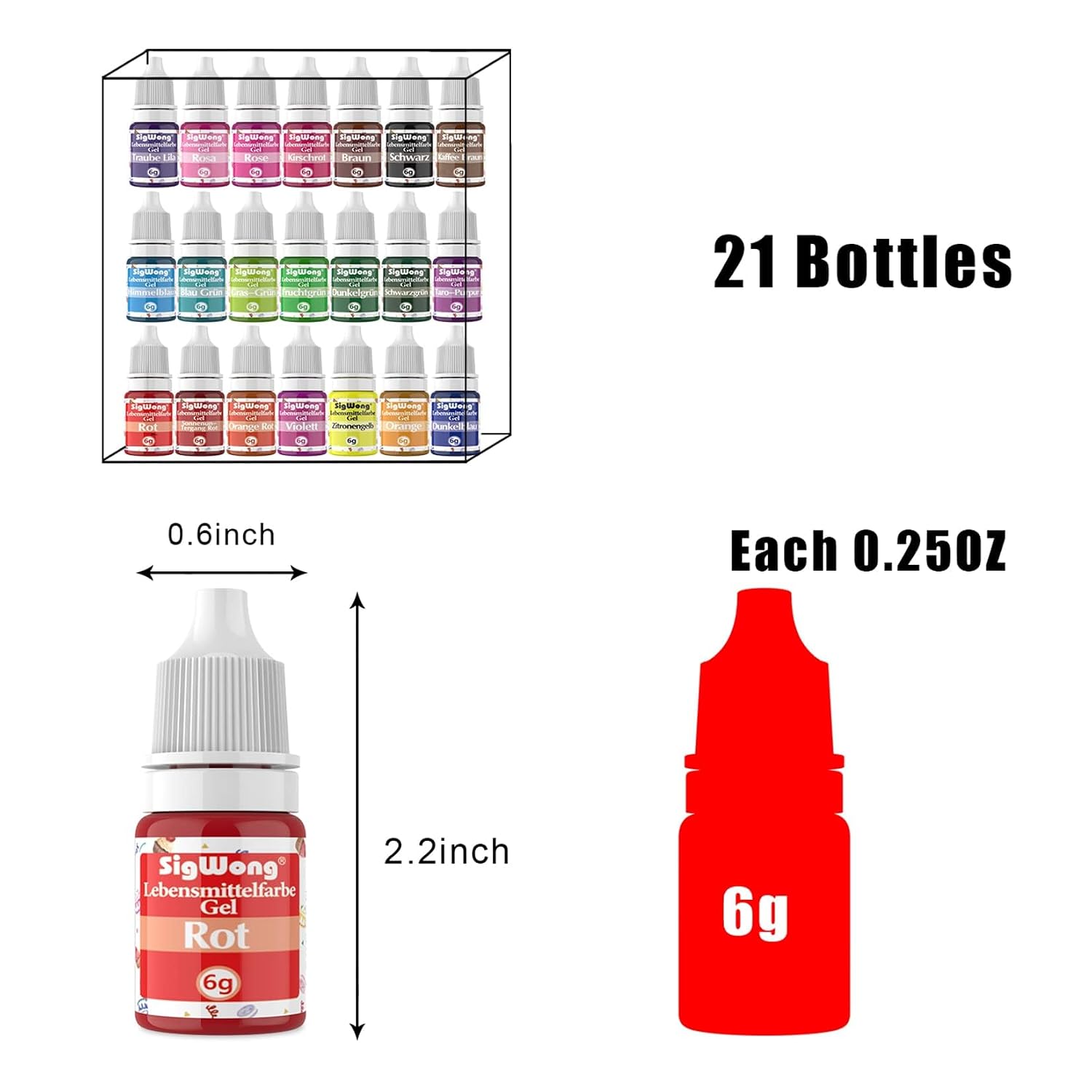 Thumbnail 5 de Lebensmittelfarbe Gel 21 Farben Set 6g đš