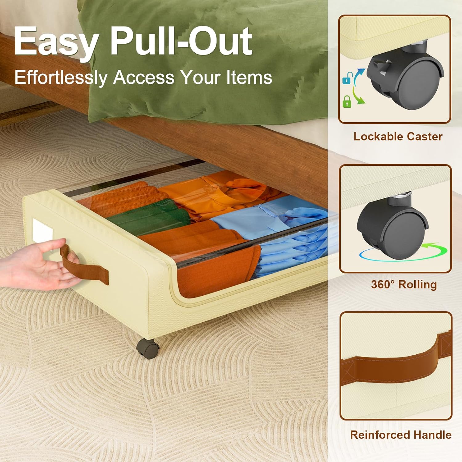 Thumbnail 1 de GoMaihe 48L Under Bed Storage with Wheels (4-Pack)