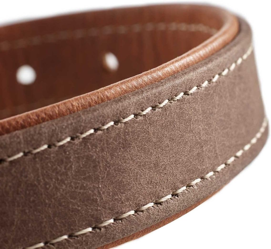 Detalle 2 de Hunter Hundehalsband PORTO aus pflanzlich gegerbtem Olivenleder – tabak/cognac, Größe 30