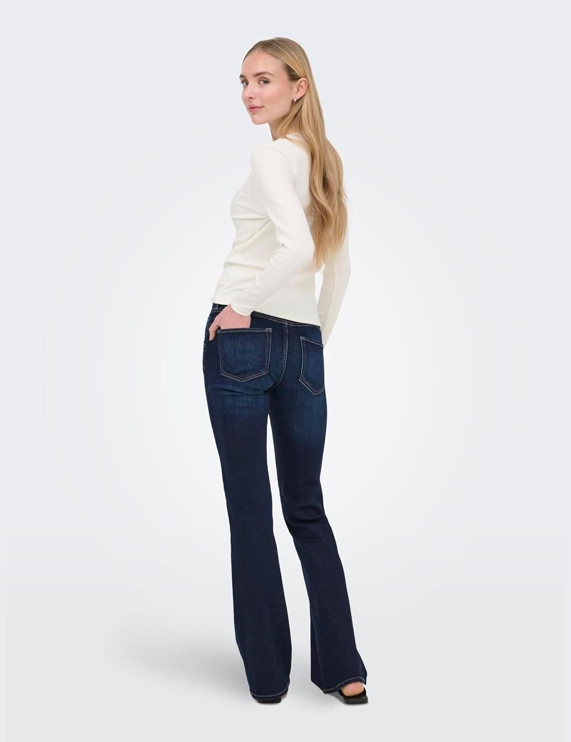 Detalle 2 de Only Onlblush Mid Waist Flared Cut Det DNM Femme