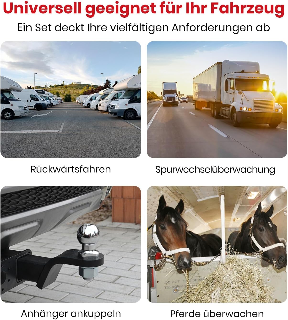 Detalle 2 de Solar Rückfahrkamera Kabellose Magnetisch 5 Zoll HD 1080P – IP69K, Tragetasche, für Auto, SUV, LKW, Anhänger