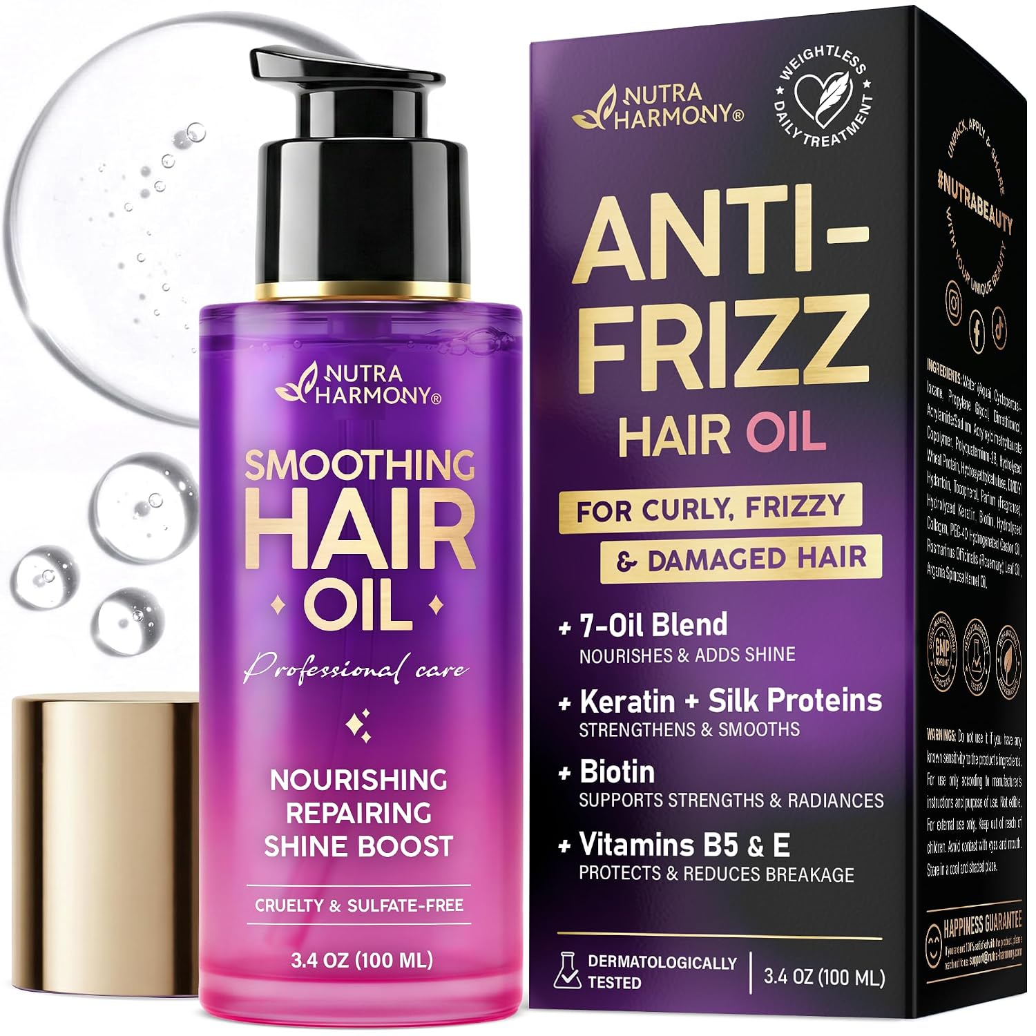 Detalle de Anti-Frizz Hair Oil, 3.4 oz