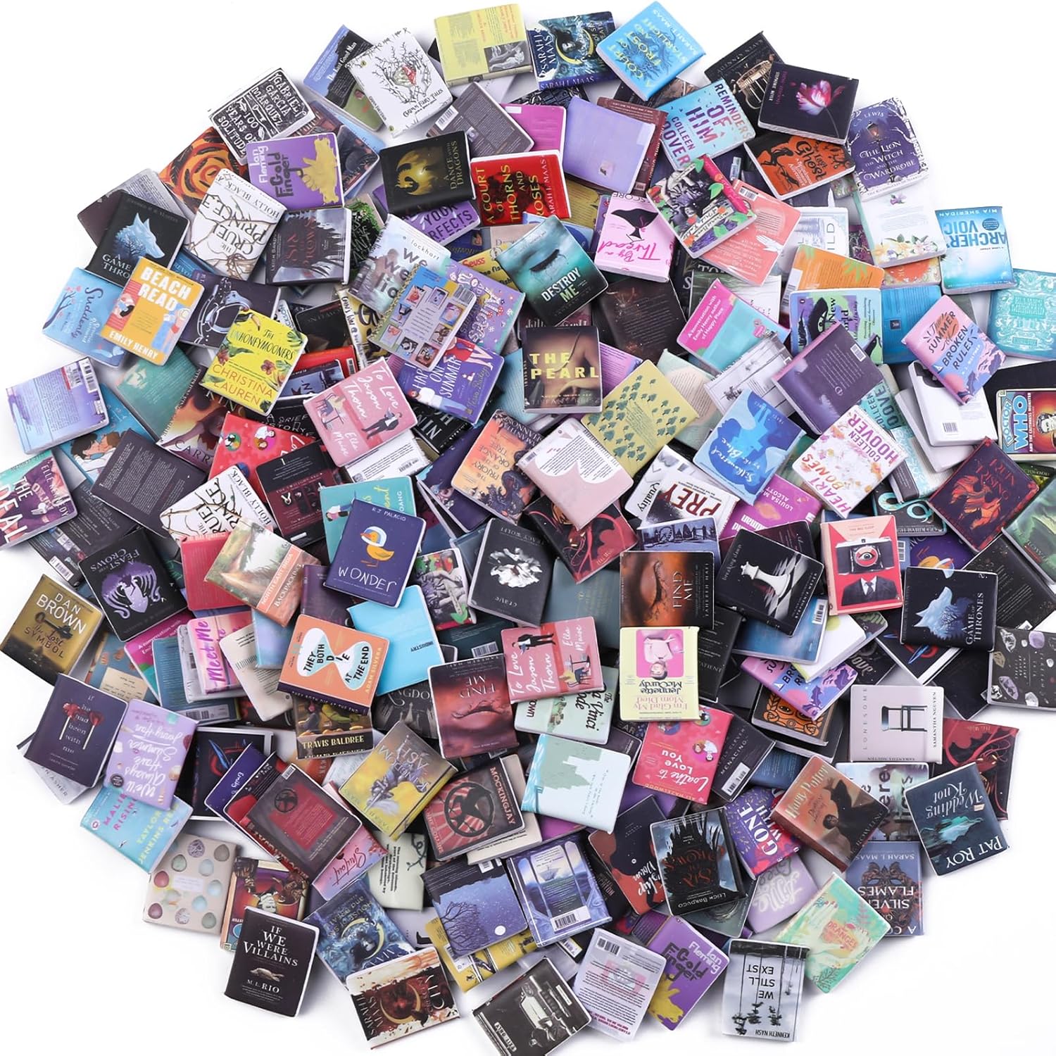 DIYDEC 300-Piece Miniature Dollhouse Books (1.5x2 cm) for DIY Crafts, Shelf Filler Decor