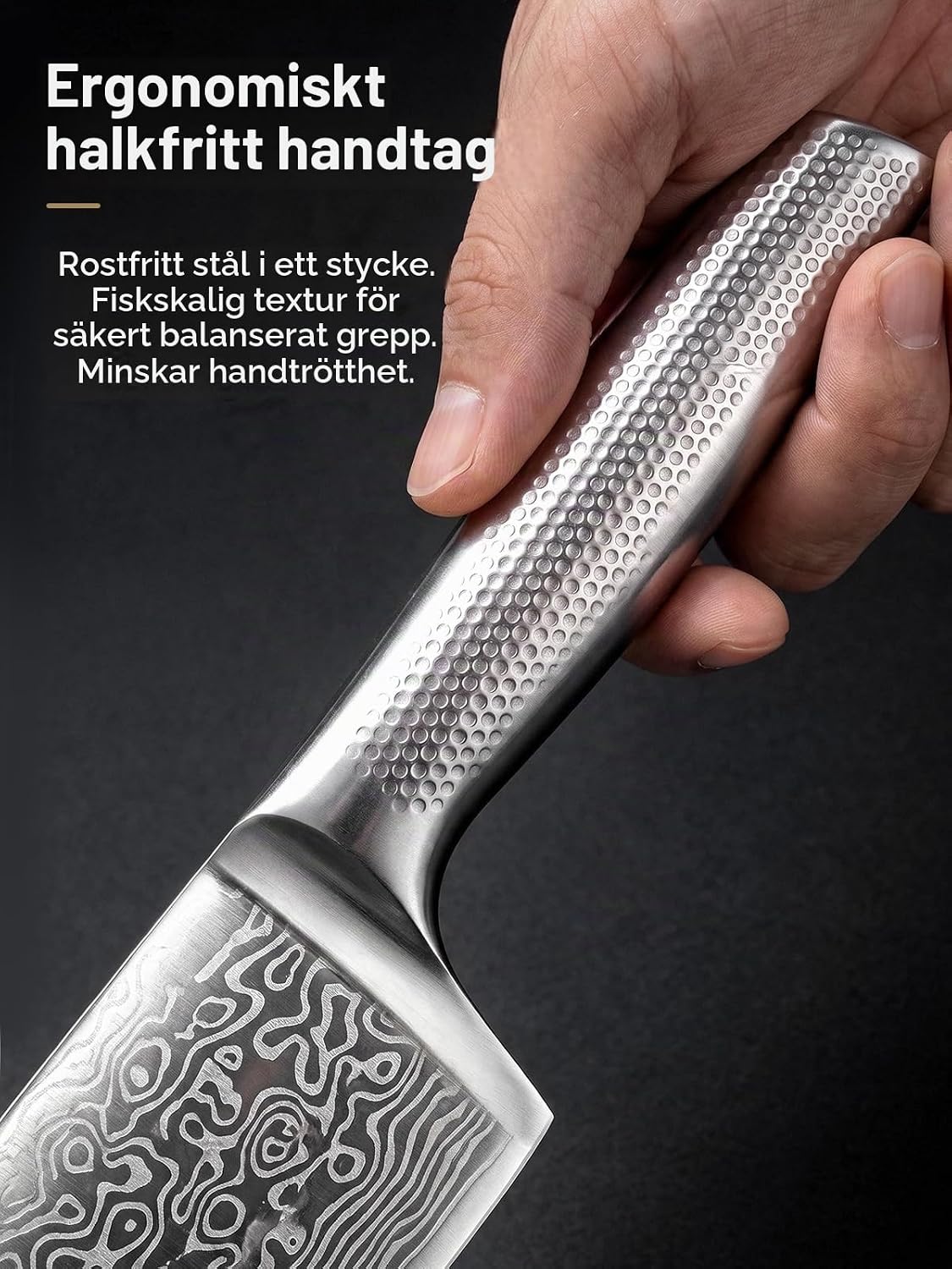 Detalle de FOHERE KF-H8005 knivset, 14 delar med självslipande block i rostfritt stål