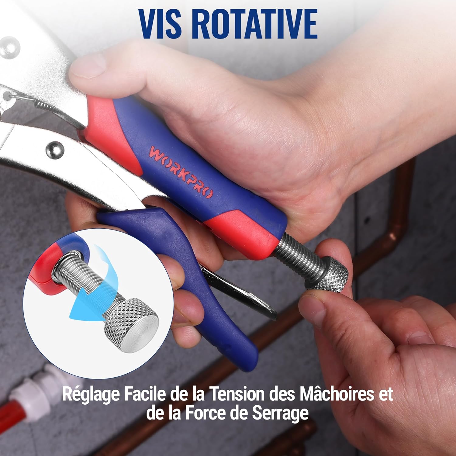 Thumbnail 6 de WORKPRO Jeu de Pinces-étau Autobloquante avec Poignée Bi-matière – 3 Pièces