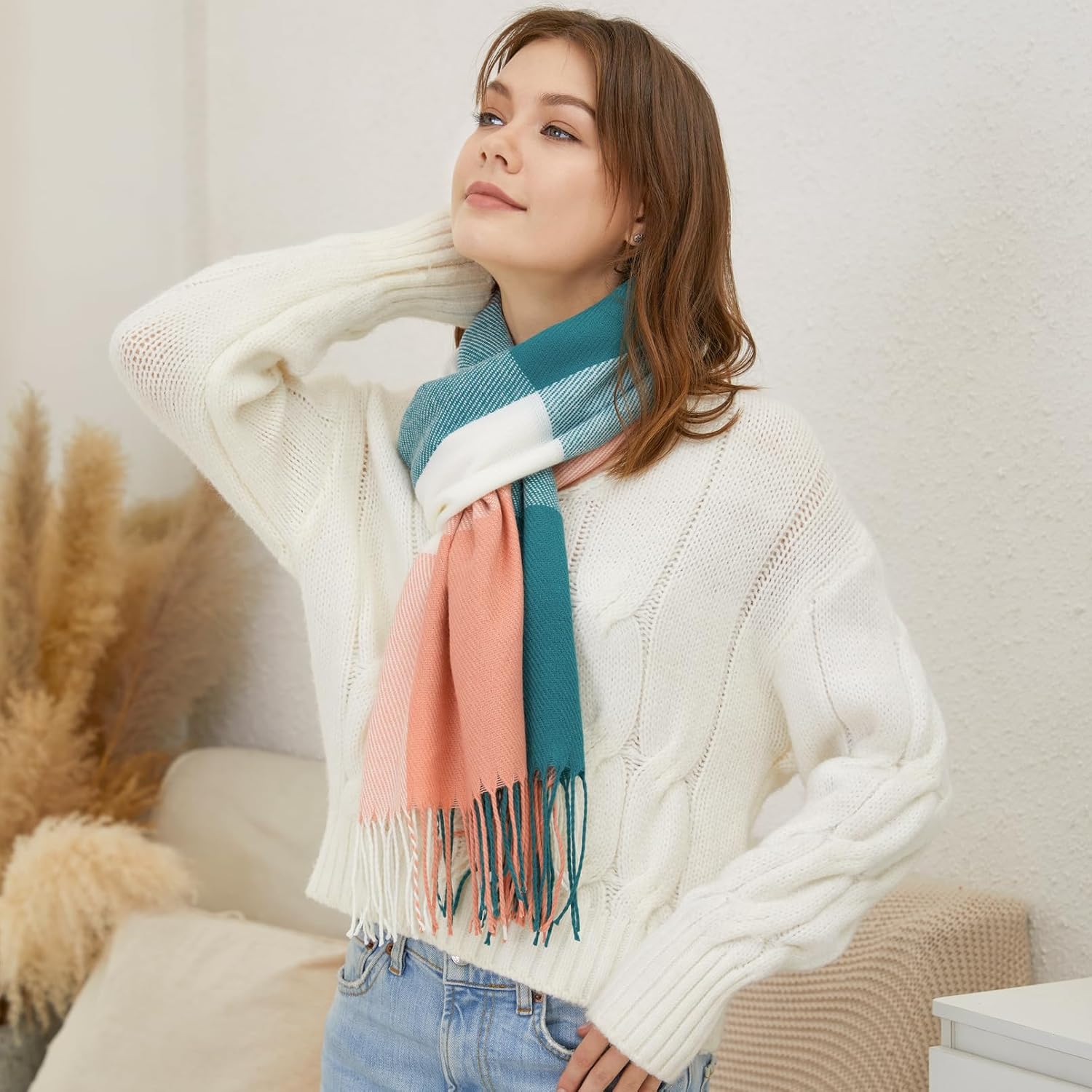 Thumbnail 4 de Chalier Fashion Checked Long Scarf for Women 🧣