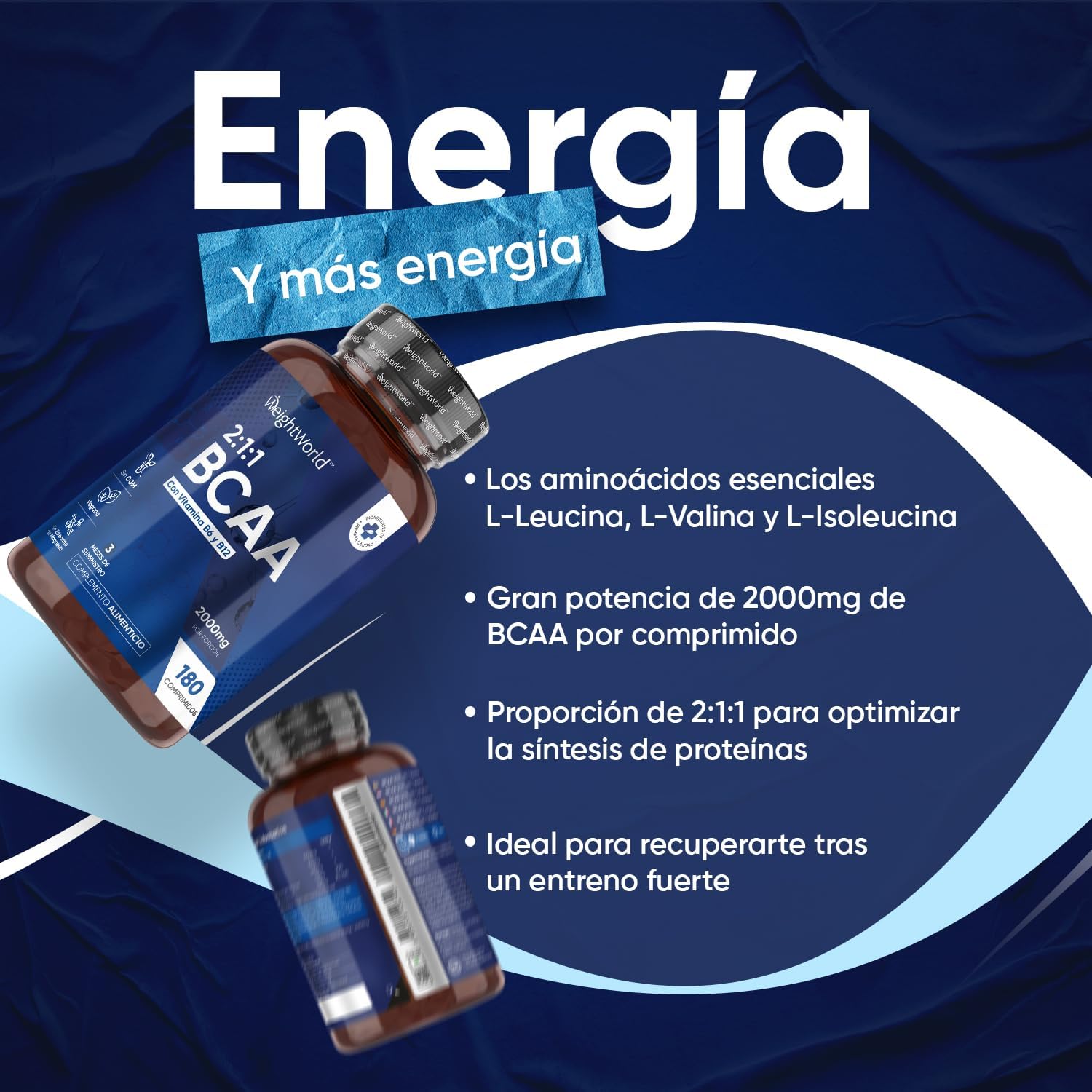 Thumbnail 1 de BCAA 2:1:1 2000mg - Aminoácidos Esenciales Veganos 💪