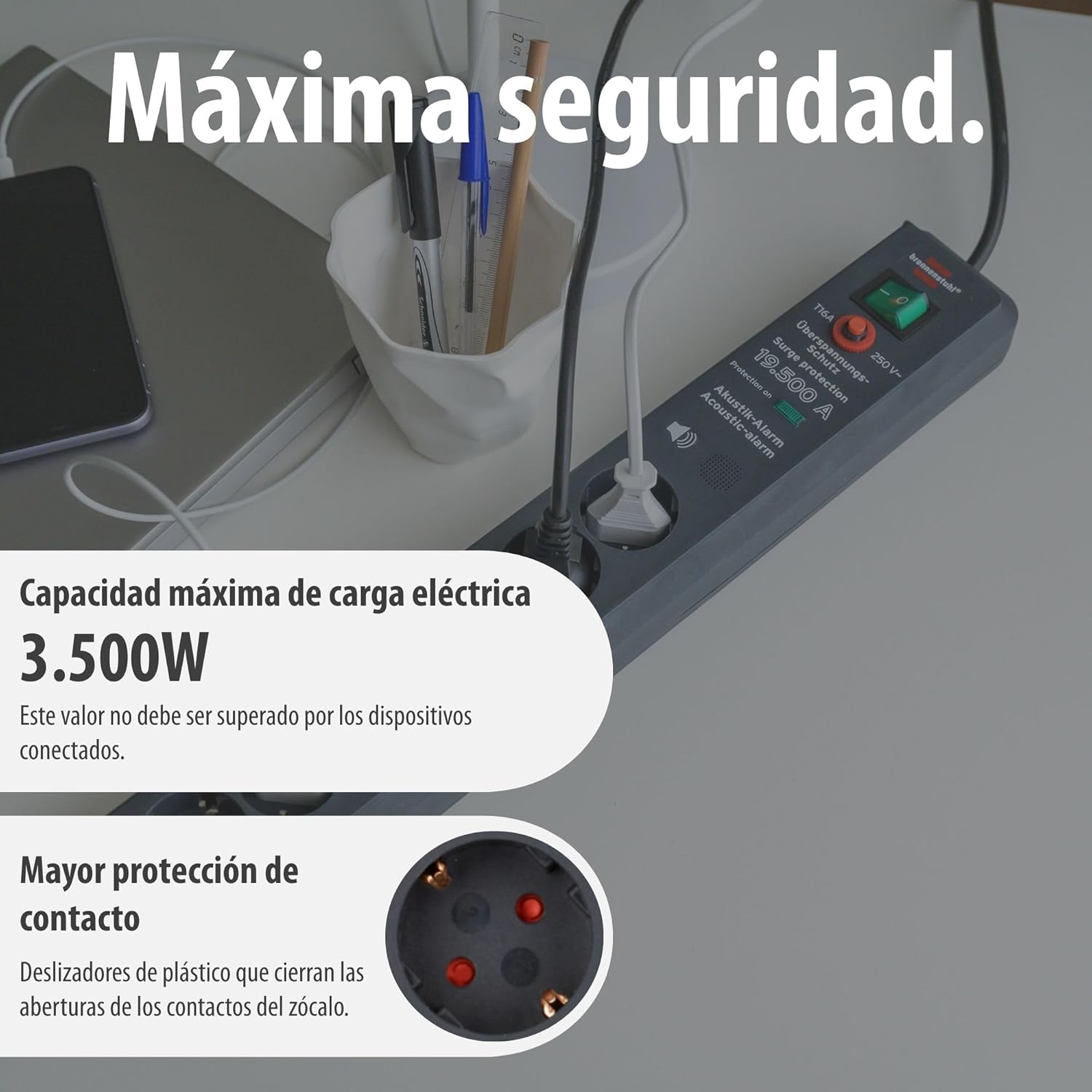 Thumbnail 4 de Brennenstuhl Secure-Tec regleta 6 tomas 3 m