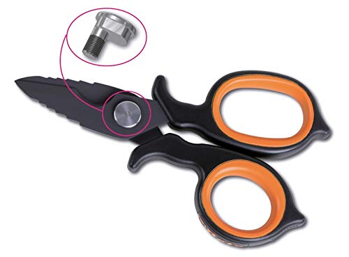 Detalle de Beta 1128BAX: Tijeras de electricista de efecto doble con perfil de fresa y recubrimiento DLC