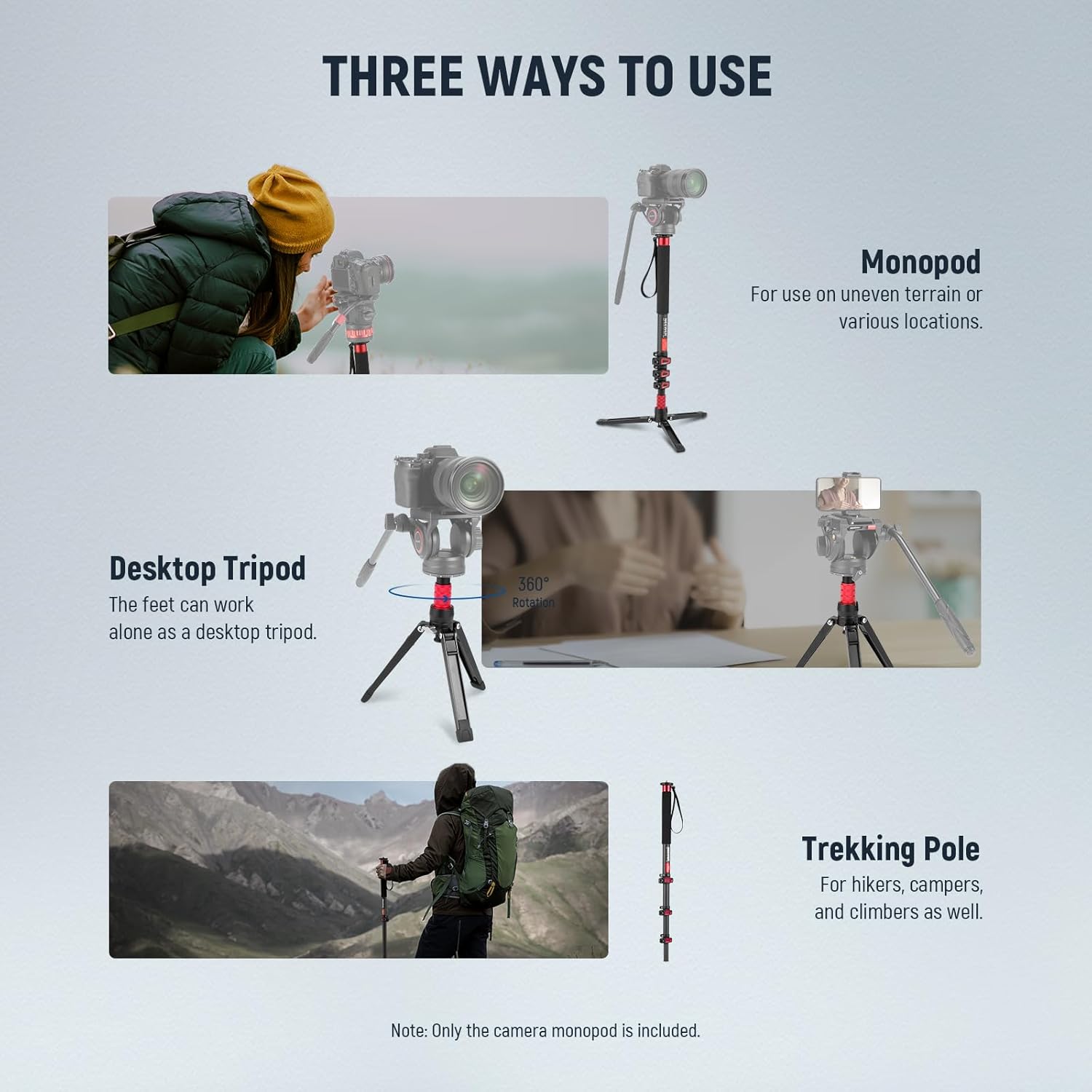 Thumbnail 6 de NEEWER 67.7" Camera Monopod Stand (TP71) – Lightweight Carbon Fibre with Detachable Base