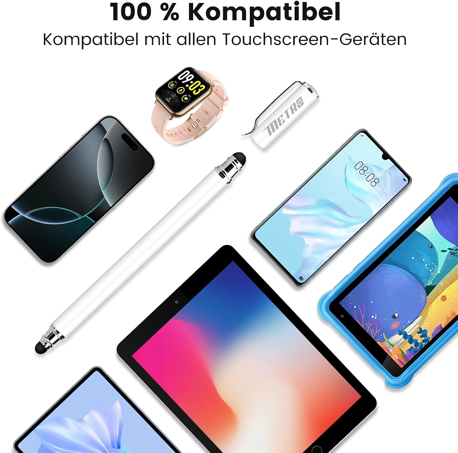 Thumbnail 3 de Styluslink 2-in-1 Tablet-Stift mit Stiftclip (dicke & dünne Spitze, inkl. Stiftclip) – Eingabestift für Tablets & Smartphones