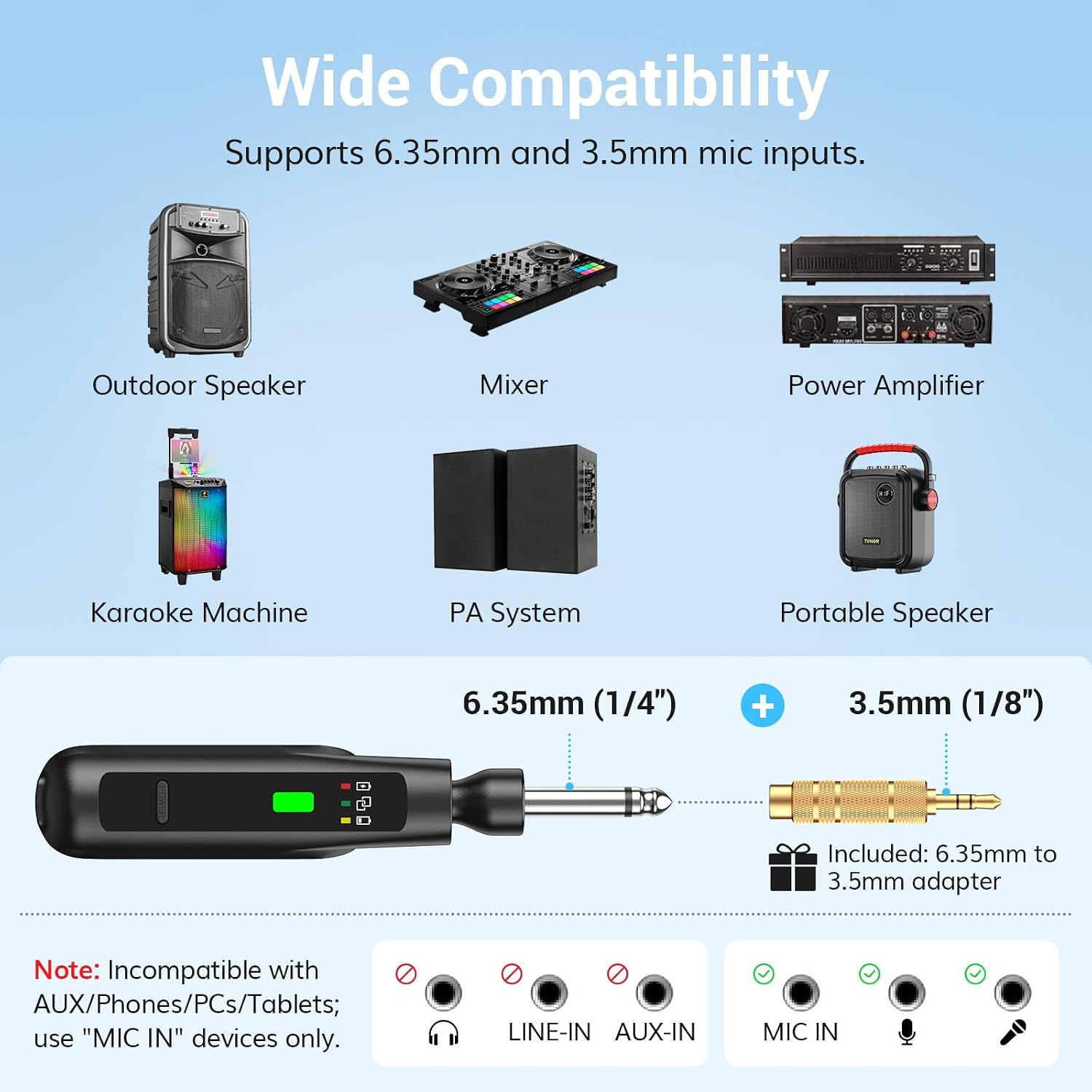 Thumbnail 4 de TONOR TW220 Dual Wireless Microphone System, 2.4GHz, Rechargeable