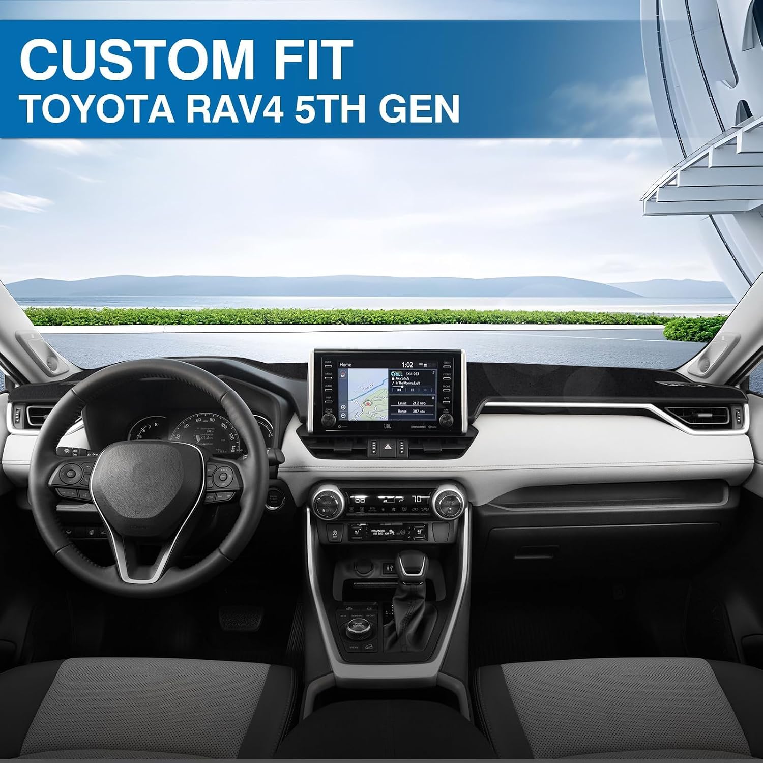 Thumbnail 2 de KUST Black Dash Cover Mat for Toyota RAV4 (2019-2025) — Custom Fit, Non-Slip, UV Protection
