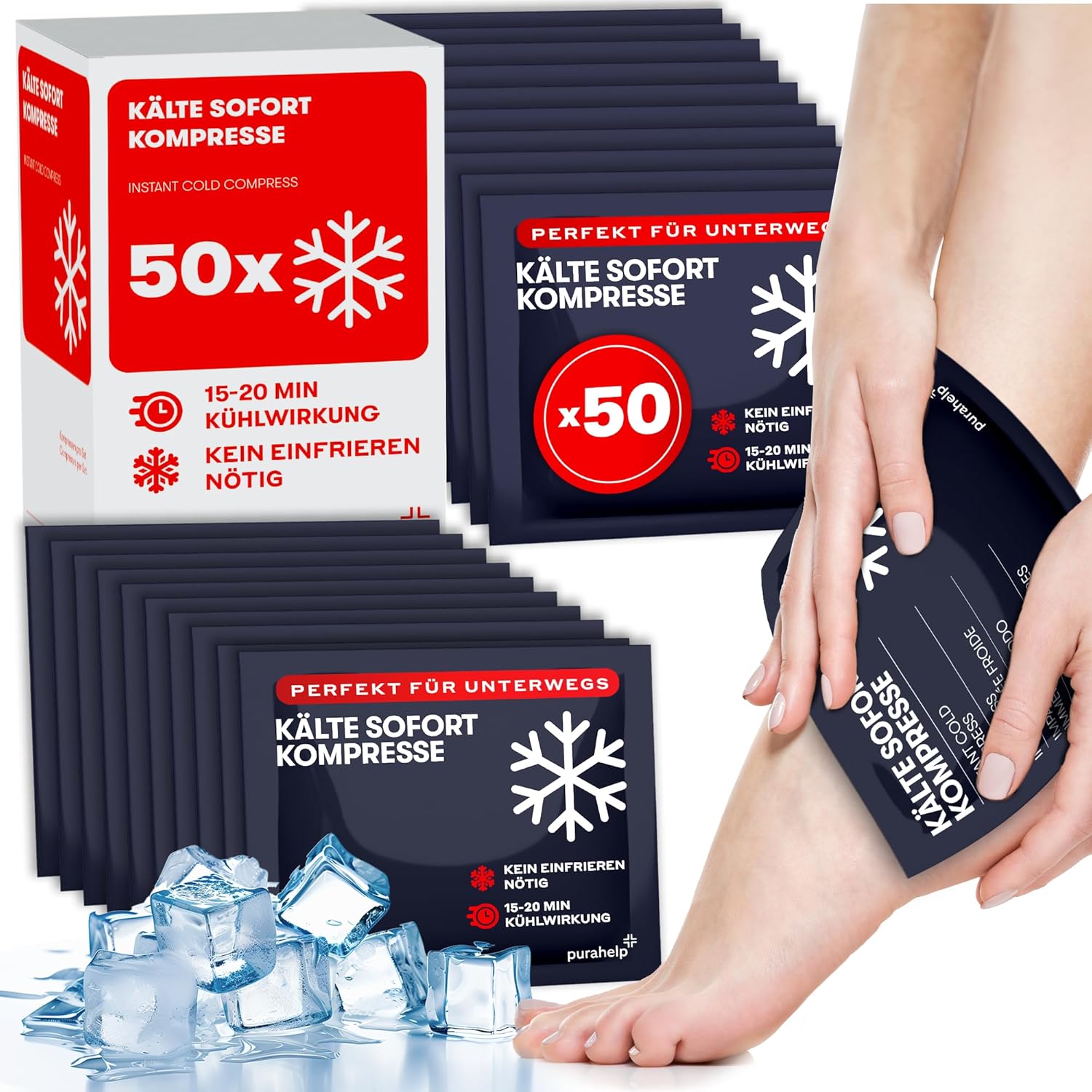 Thumbnail 6 de PURAHELP Einweg Sofort Kühlpads 12×15 cm (10 Stück) – Sofort kühle Linderung bei Verletzungen