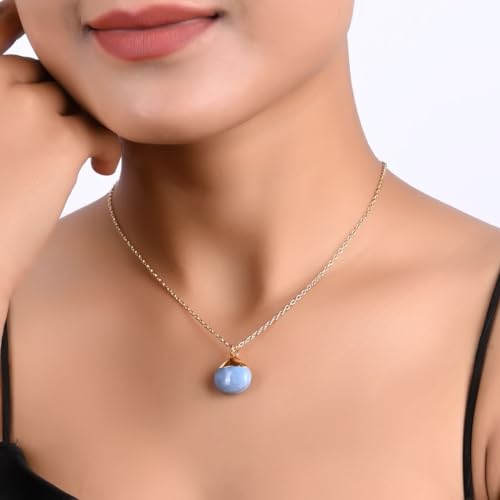 Detalle de Gempires Natural Blue Opal Pendant Necklace with Pear Pendant on 16+2in 14k Gold Plated Chain
