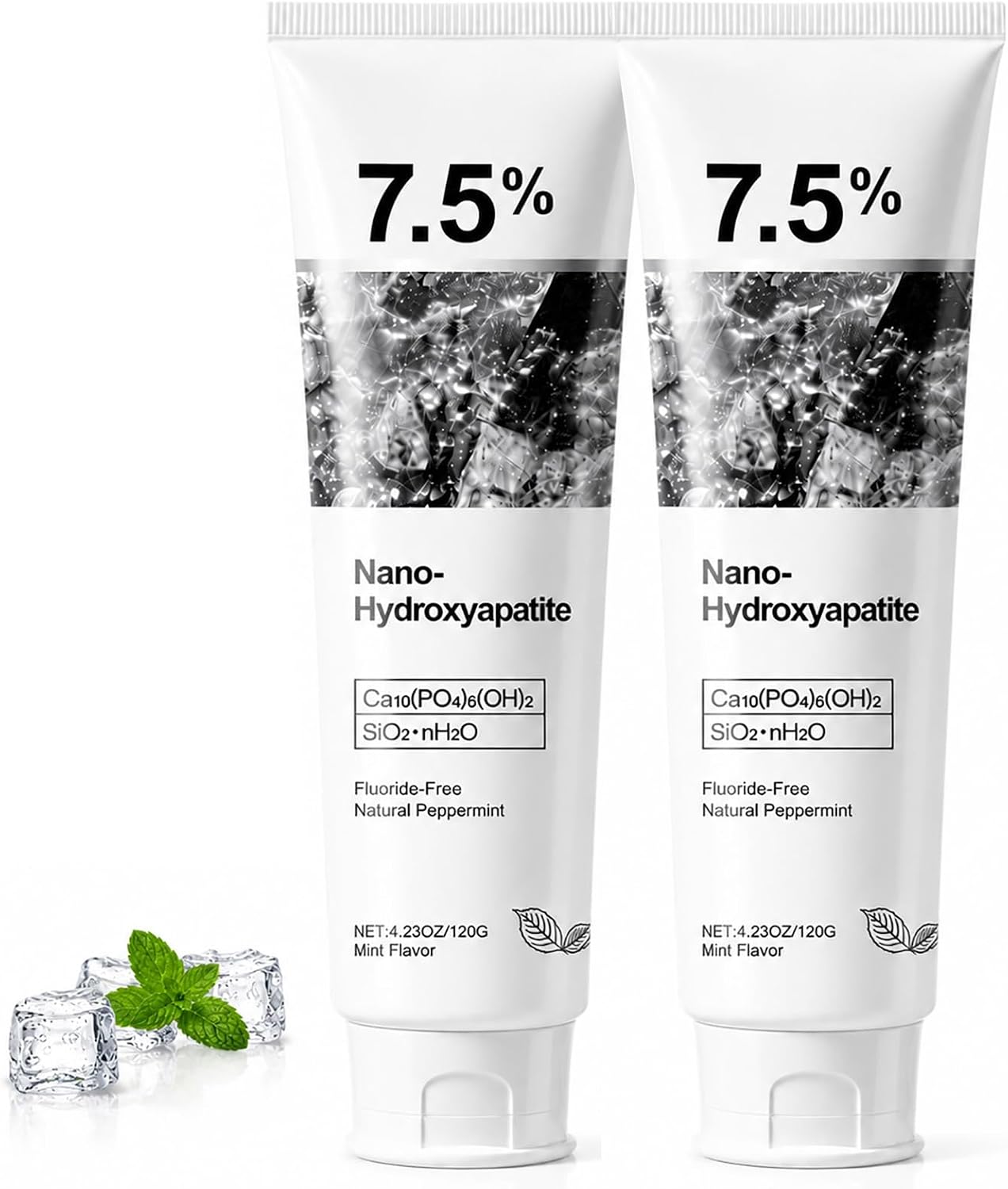 Ayzololo 7.5% Hydroxyapatite Toothpaste for Advanced Enamel Protection — Gentle, Fluoride-Free, Fresh Mint (Pack of 2)