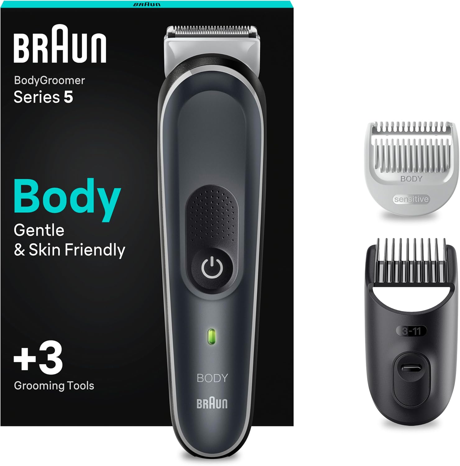 Thumbnail 3 de Braun Series 5 BG5555 Body Groomer for Men with +7 Tools, SkinGuard & Waterproof SmoothShave head