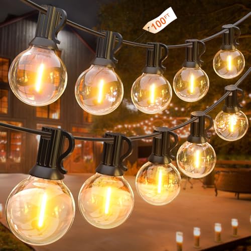 Detalle de GLUROO 30M Guirnaldas Luminosas Exterior LED G40: 50+2 Bombillas Inastillables, Impermeables para Jardín y Porche