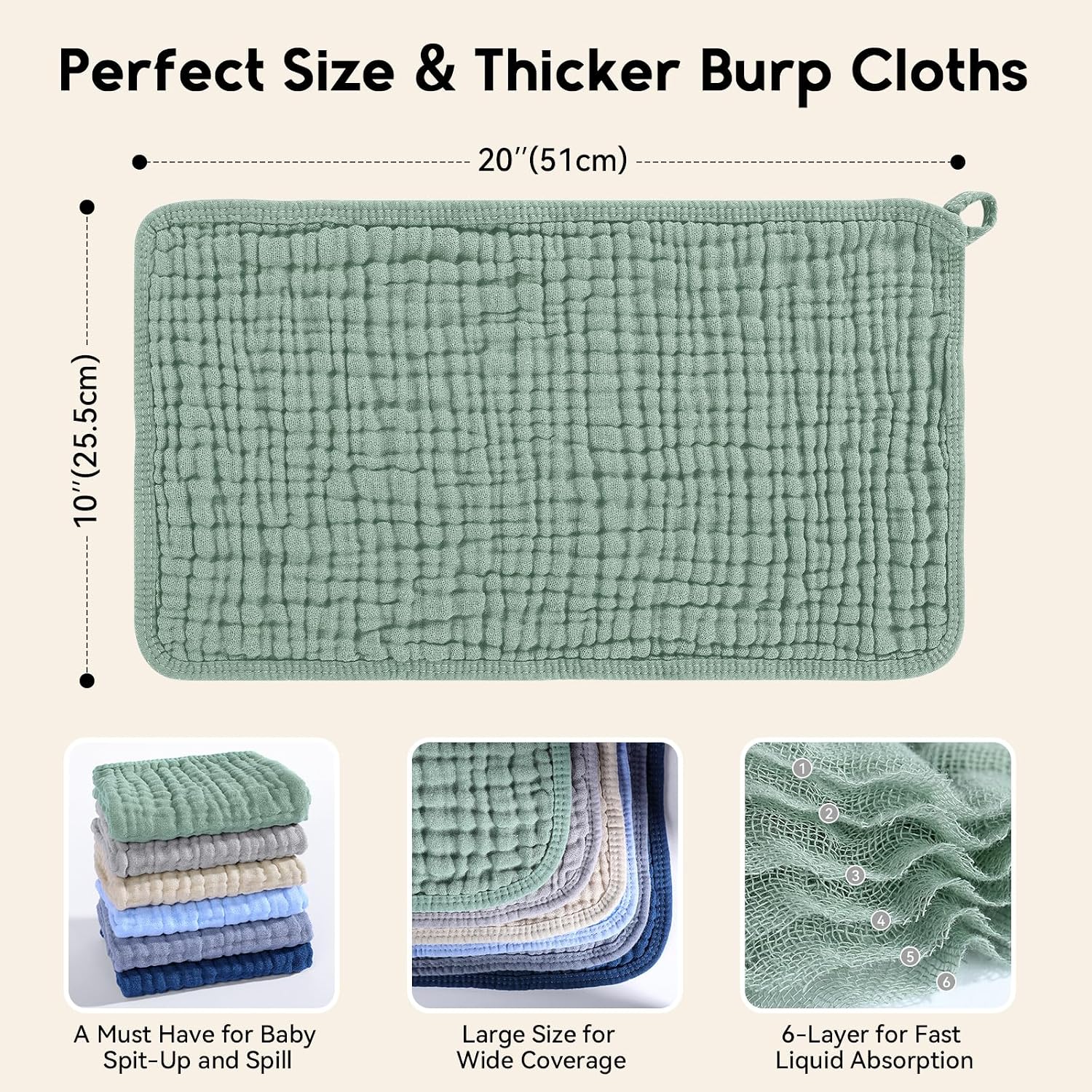 Thumbnail 2 de Unnivoll Muslin burp cloths 50 x 25cm