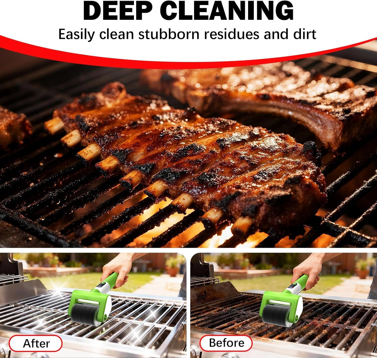 Thumbnail 3 de VYTOOV Electric Grill Brush — 2-Speed LED-Illuminated Grill Cleaner with 2 Replaceable Heads