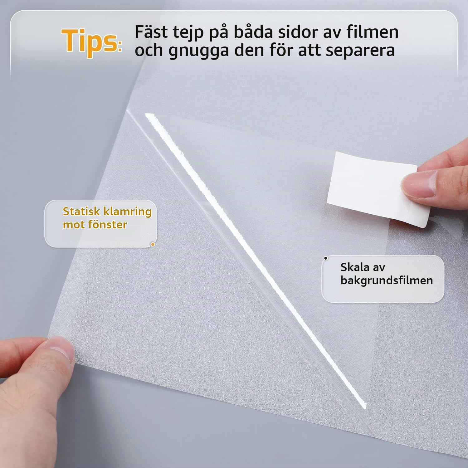 Detalle de Poblvhir P1 frostad fönsterfilm 60 × 300 cm med UV-skydd
