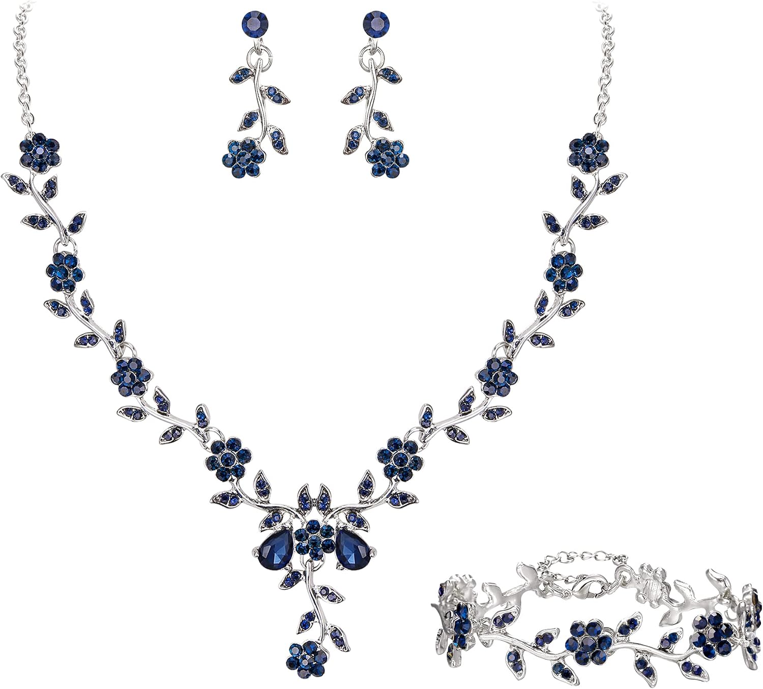 Thumbnail 5 de Clearine Set Gioielli da Donna con Fiori e Cristalli — Completo per occasioni speciali