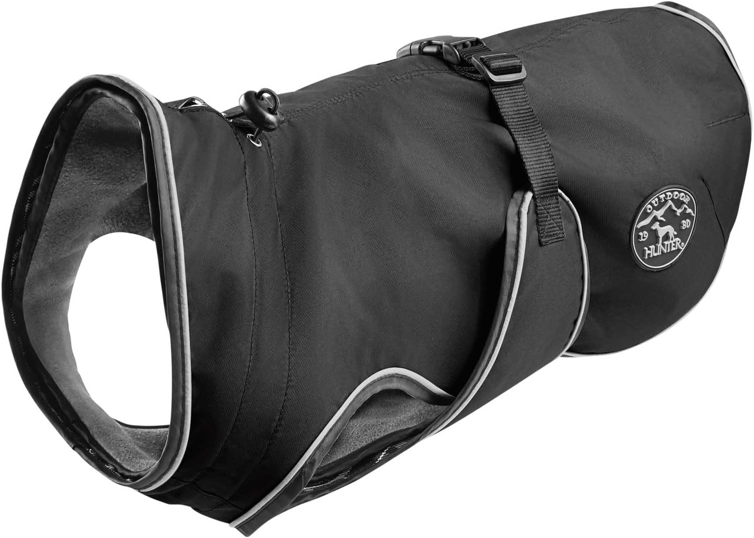Detalle de HUNTER Hundemantel UPPSALA 40 – 2in1, schwarz, wasserdicht mit reflektierenden Paspeln