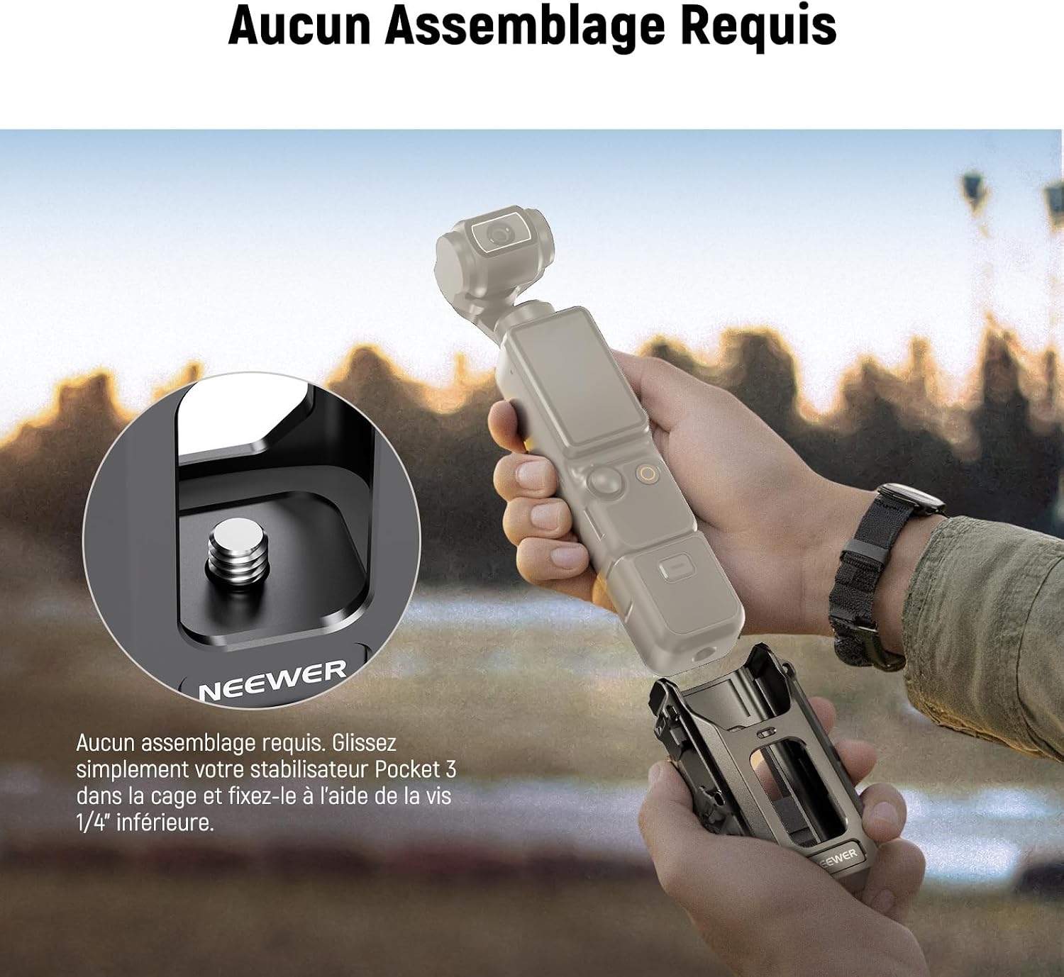 Detalle de NEEWER Cage Pocket 3 – cage tout-en-un en alliage d’aluminium pour DJI Osmo Pocket 3