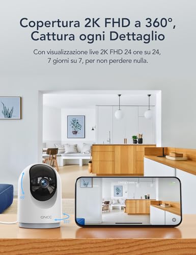 Thumbnail 4 de GNCC 2K 3MP Telecamera Wi-Fi Interno Pack da 2 — visione notturna, copertura 360°