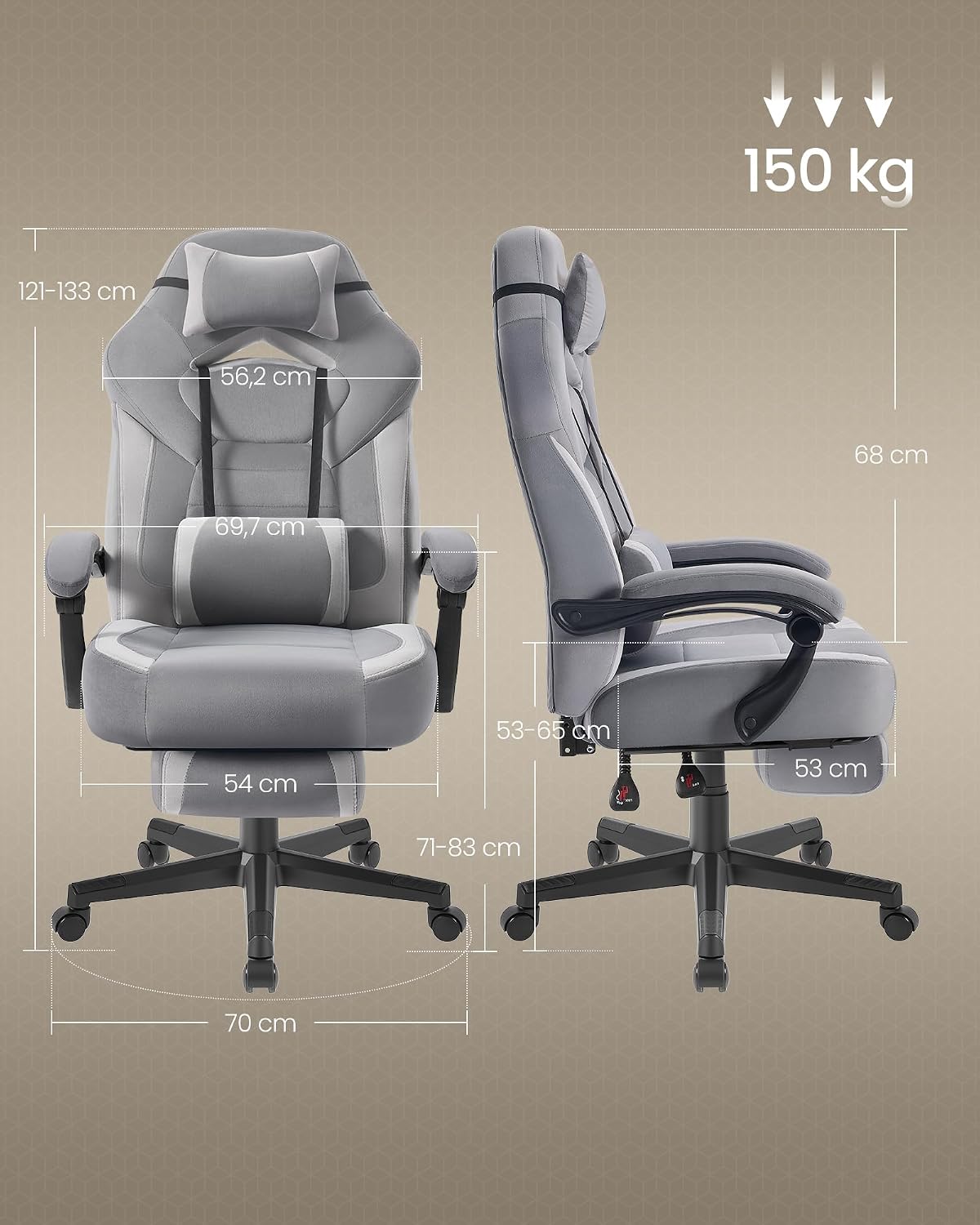 Thumbnail 2 de SONGMICS Sedia Gaming OBG077G02: ergonomia, comfort e stile per work e gioco