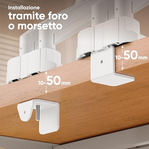 Thumbnail 6 de ONKRON G160-BW Braccio Monitor Doppio per Scrivania 13"-32", 2×10 kg, VESA 75x75/100x100, Bianco - Installazione edge o foro
