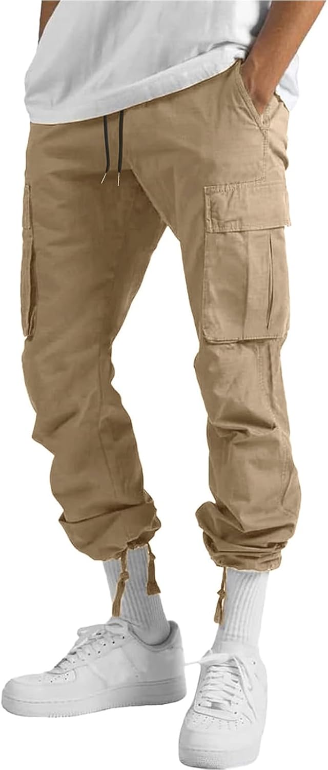 Thumbnail 3 de HUNGSON Mens Cargo Pants Drawstring Casual Hiking Pants Joggers