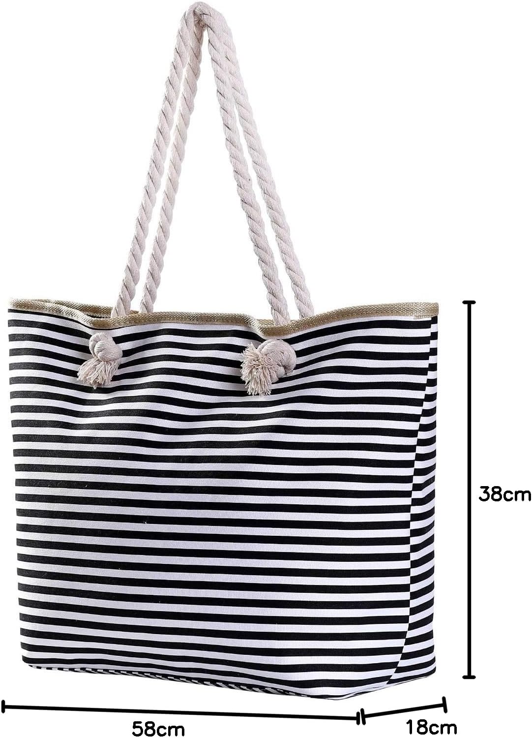 Thumbnail 6 de DonDon Strandtasche XXL mit Reißverschluss – große Beach- & Badetasche für Strand und Meer