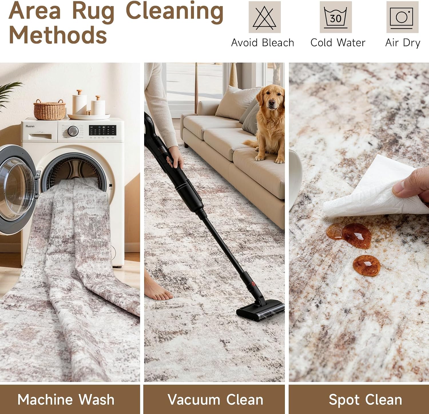 Detalle 2 de Washable Abstract Area Rug 12x15