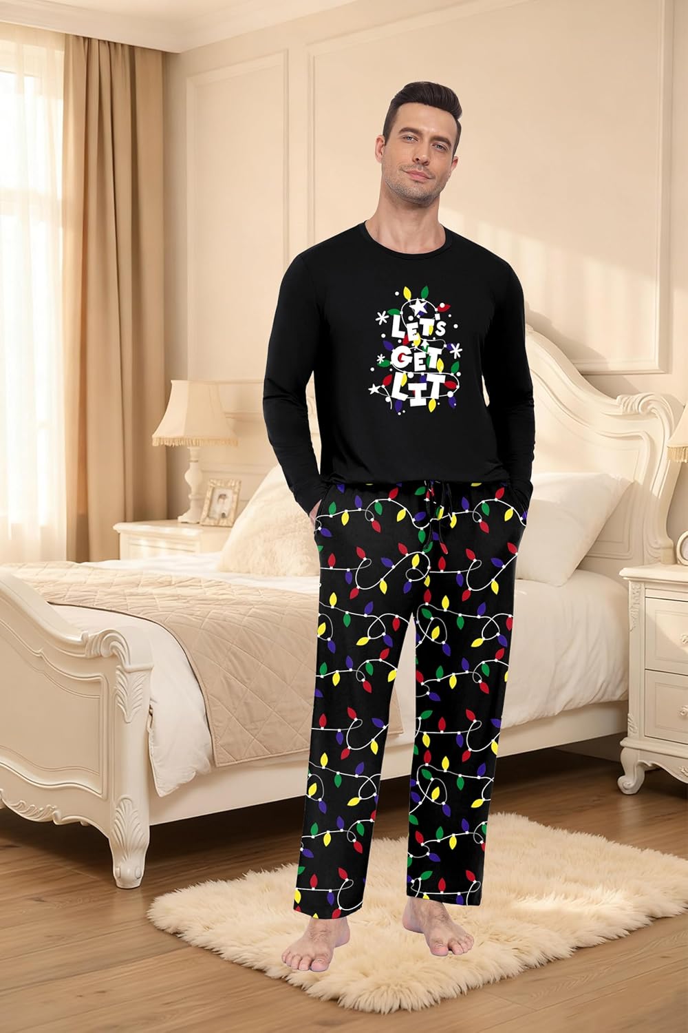 Detalle de Men's Christmas Pajama Set, S–2XL
