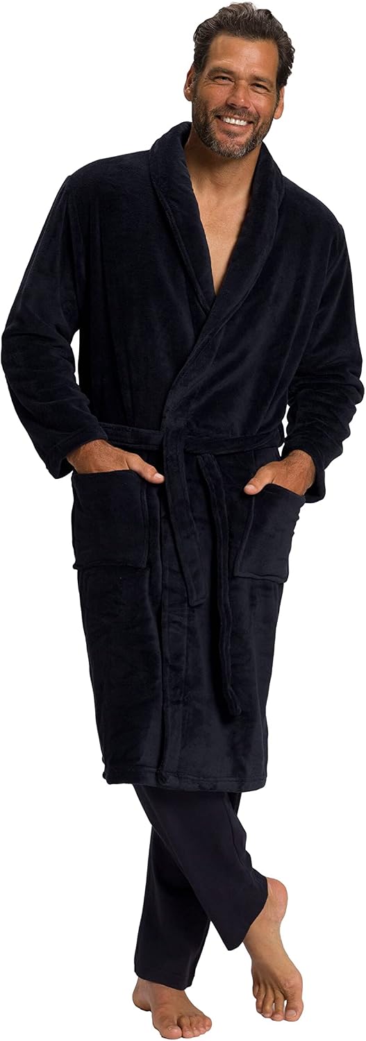 Detalle 2 de JP 1880 Peignoir pour hommes grandes tailles L-8XL en tissu éponge, col châle — Collection Homewear