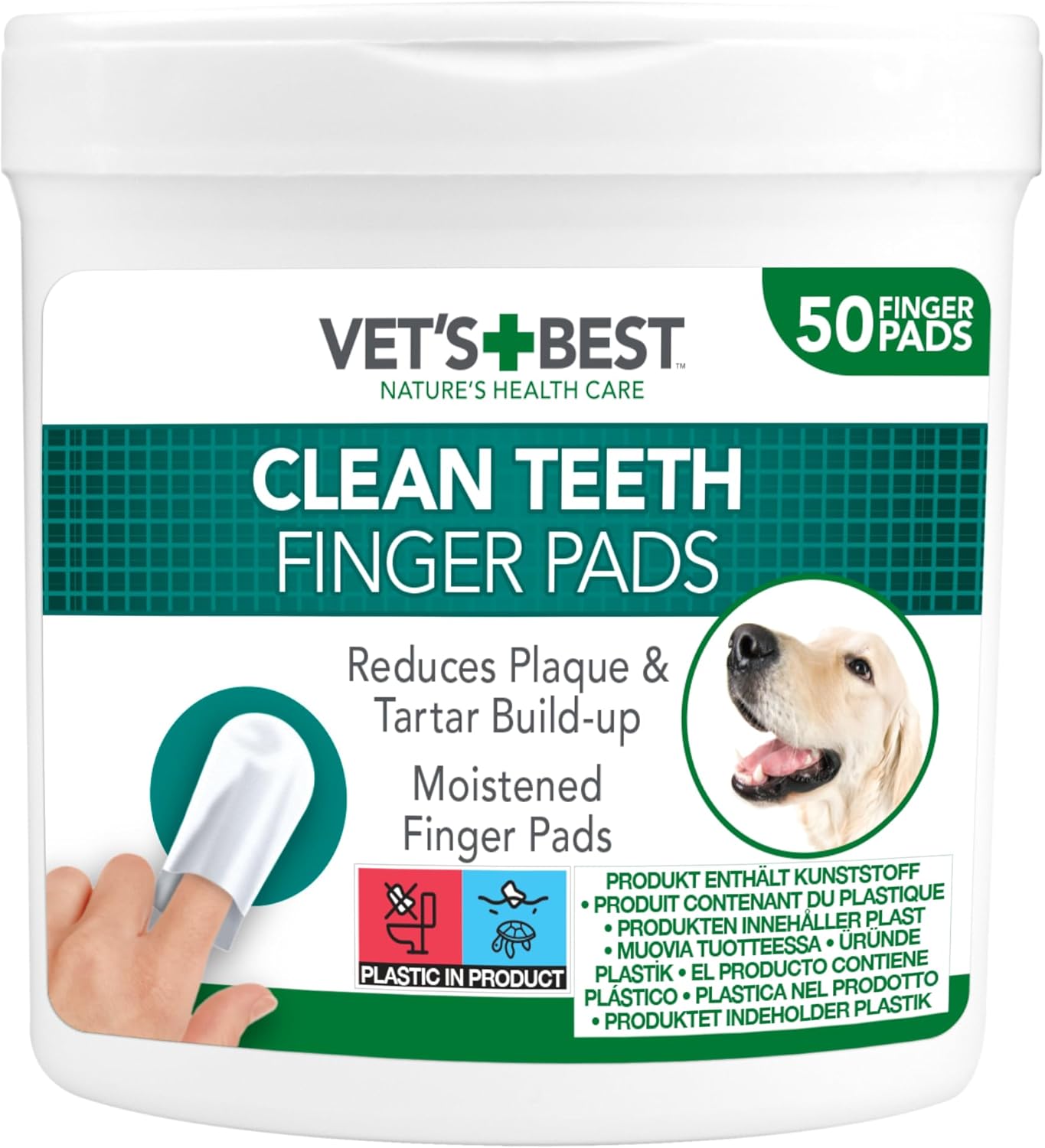 Detalle 2 de Vet's Best Tampons de nettoyage des dents pour chiens, meute de 50 🦷