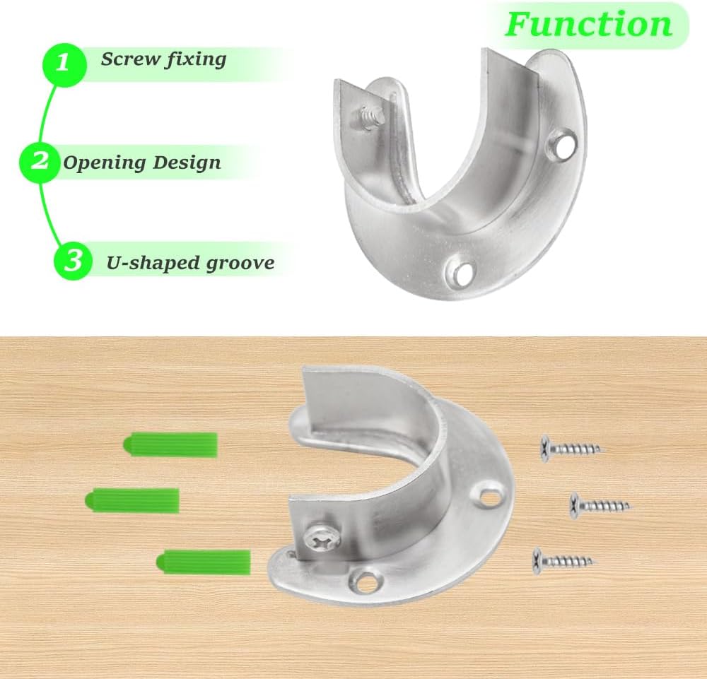 Thumbnail 2 de CEEYSEE 2er Rundrohr-Halterung U-Form für Kleiderstangen, 32 mm – Edelstahl 304 mit Schrauben & Dübeln