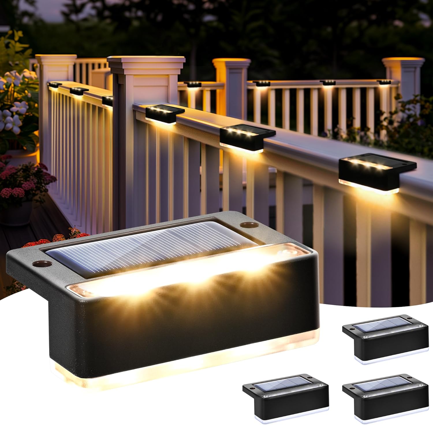 Thumbnail 6 de Solpex Solarlampen außen 4 Stück – kaltweiß, IP65, LED-Beleuchtung für Treppen, Zaun, Garten und Terrasse