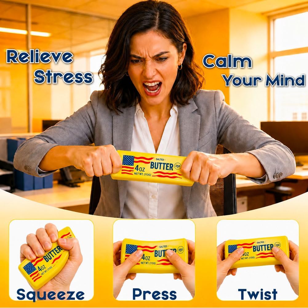 Thumbnail 2 de Butter Squishy Slow Rising Squeeze Toy: 2-Pack American Flag-Themed Desk Fidgets