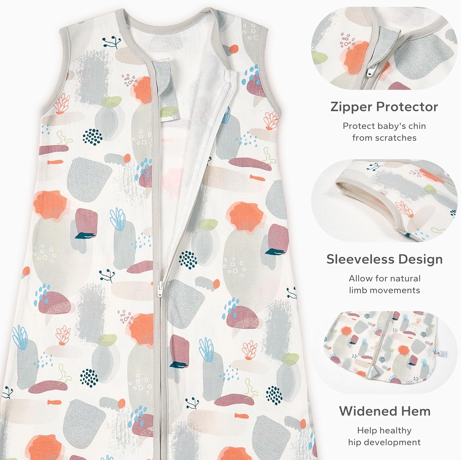 Thumbnail 2 de ZIGJOY Baby Sleeping Bag 0.5 Tog (100% cotton) grey stone sea – newborn to 12–24 months