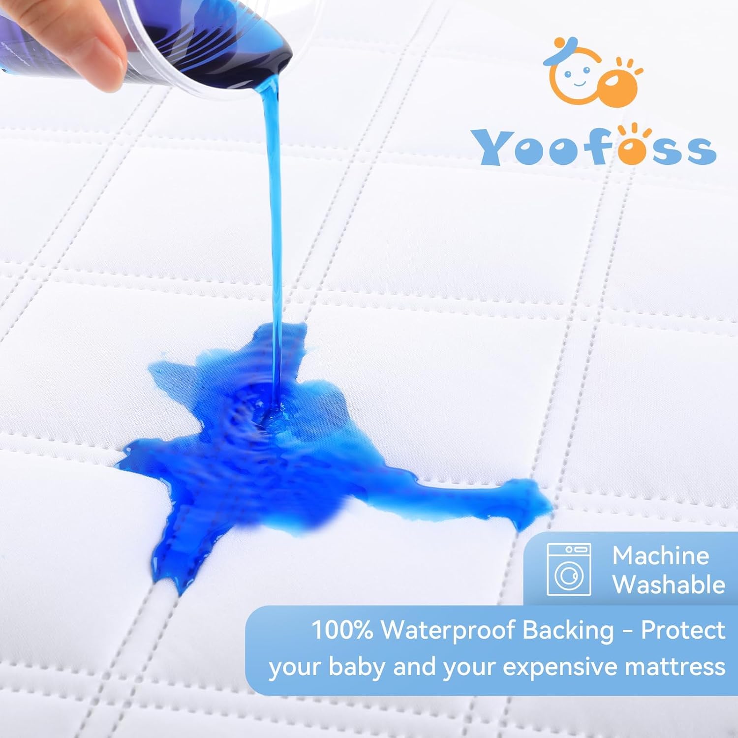 Detalle de Yoofoss Next to Me Crib Mattress Protector (2 Pack) 51 x 85 cm Waterproof