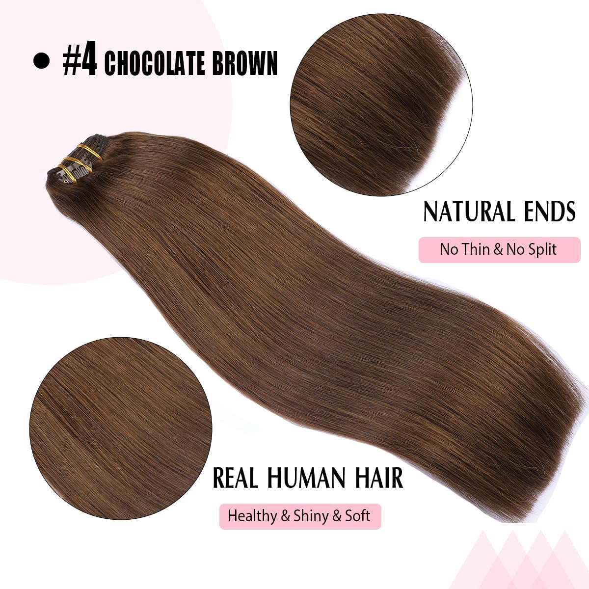 Detalle 2 de SURNEL Extensiones de Pelo Natural Clip 45cm Castaño Chocolate