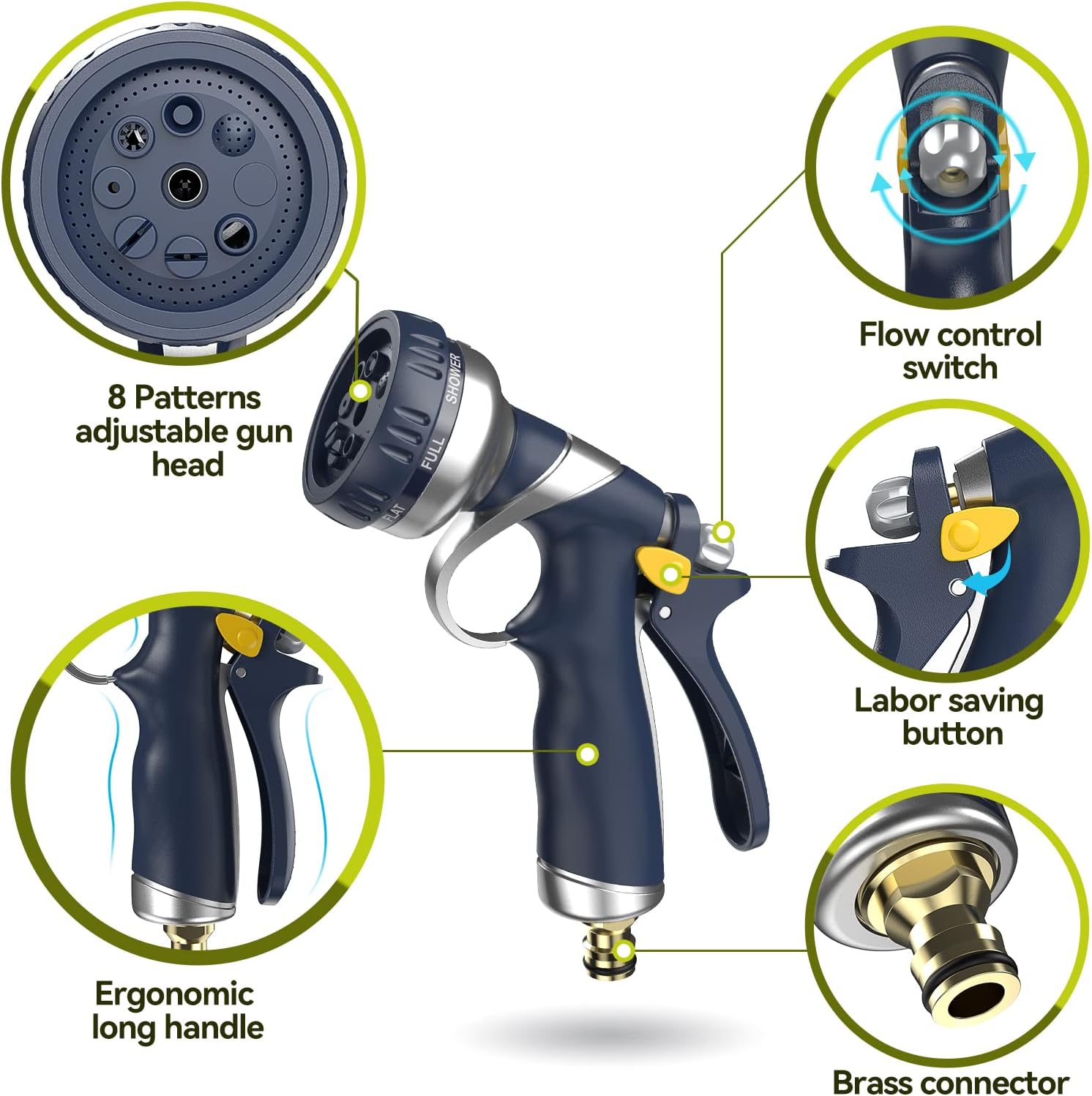 Thumbnail 1 de VOXON heavy-duty metal hose pipe spray gun with 8 adjustable spray patterns